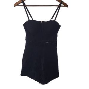 Material Girl Black Sweetheart Neck Romper Womens Medium